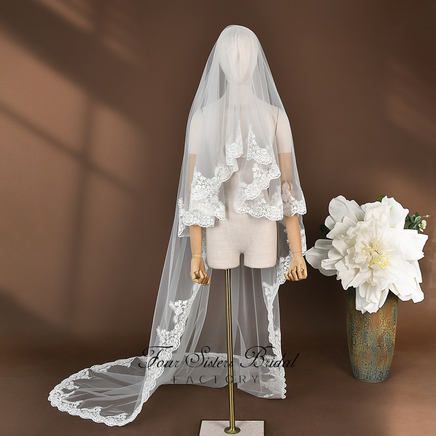 Lace Wedding Veils Without Comb