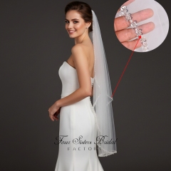Single-tier Beaded Edge Wedding Veil