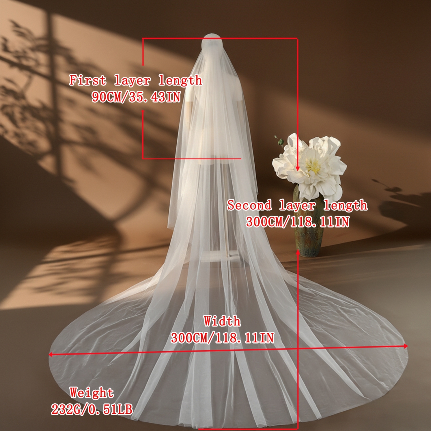Double-layered Plain Bridal Veils