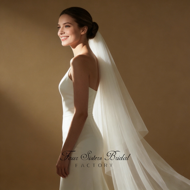 Double-layered Plain Bridal Veils