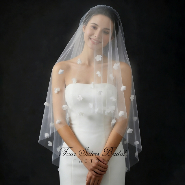3D Flowers Bridal Veils