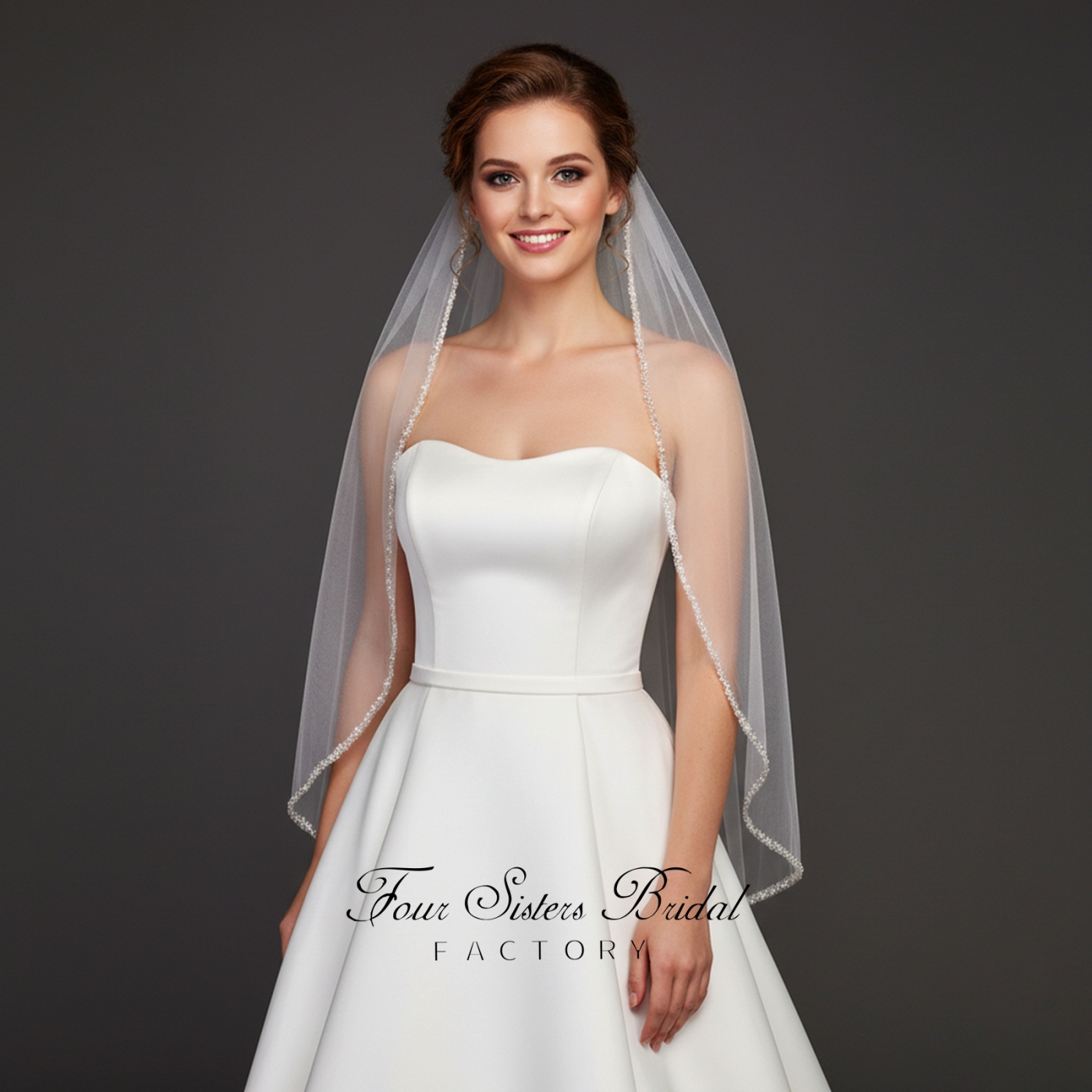 Single-tier Beaded Edge Wedding Veil