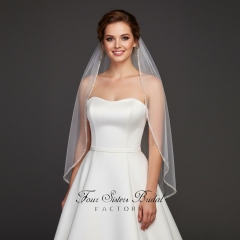 Single-tier Beaded Edge Wedding Veil