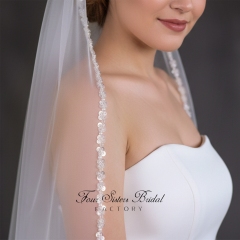 Single-tier Beaded Edge Wedding Veil