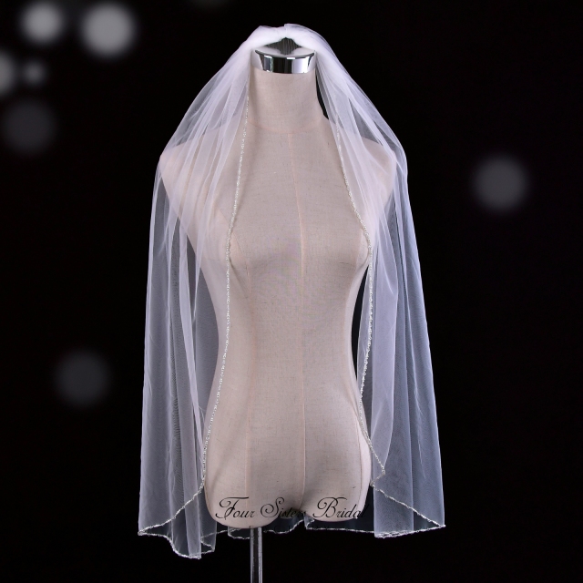 Beading Crystal and Pearl Wedding Veil