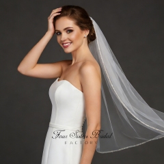 Single-tier Beaded Edge Wedding Veil