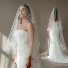 Two-tier Plain Wedding Veils with Comb