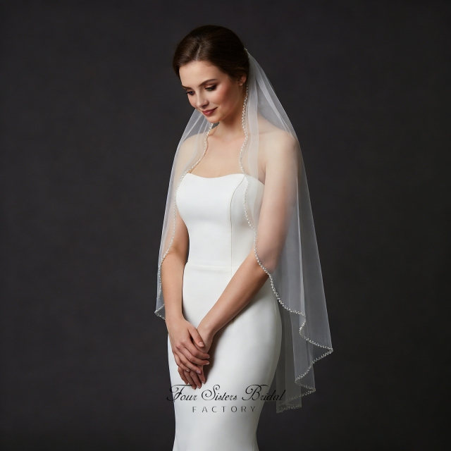Pearl Trimmed  Bridal Veil