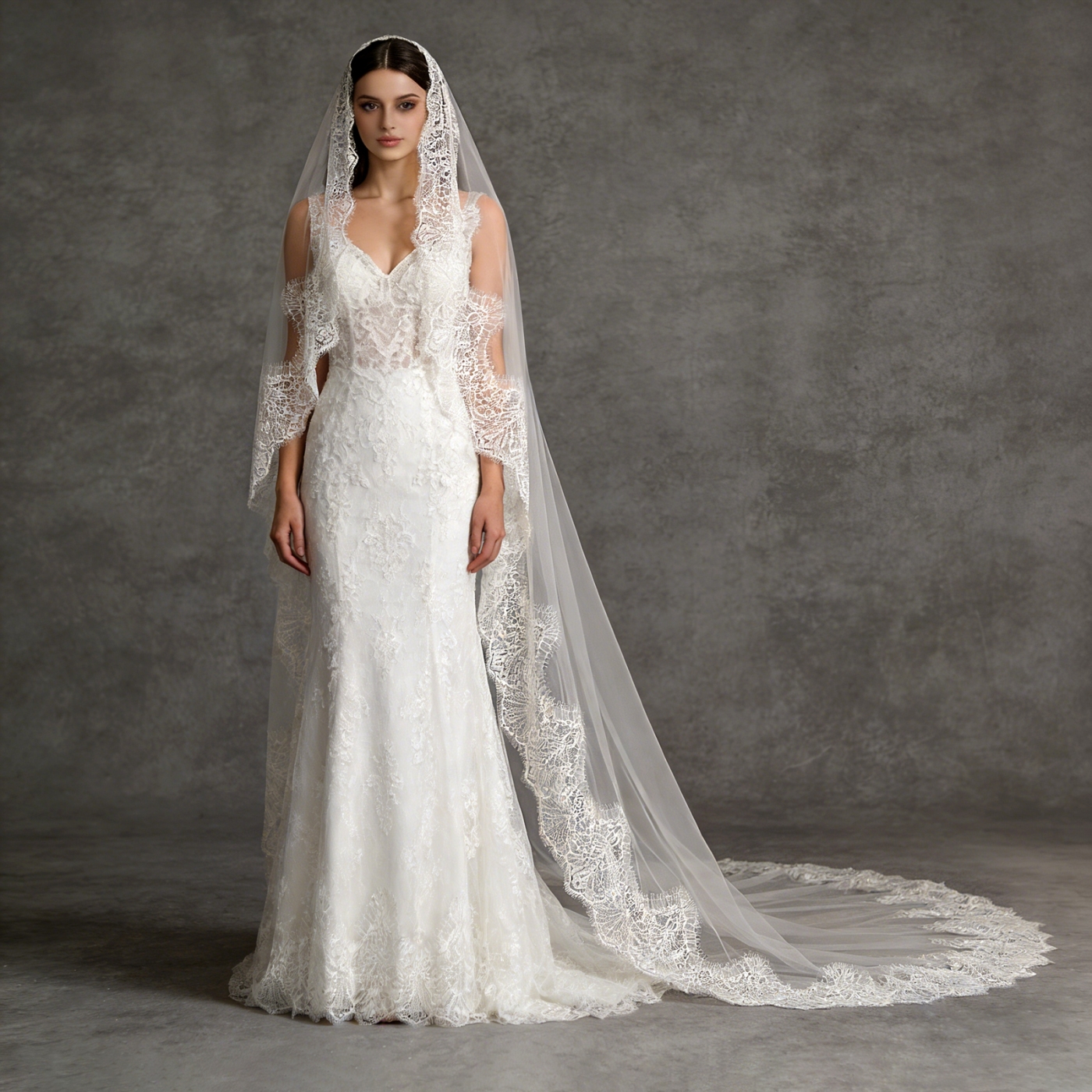 Vintage-style Lace Bridal Veils