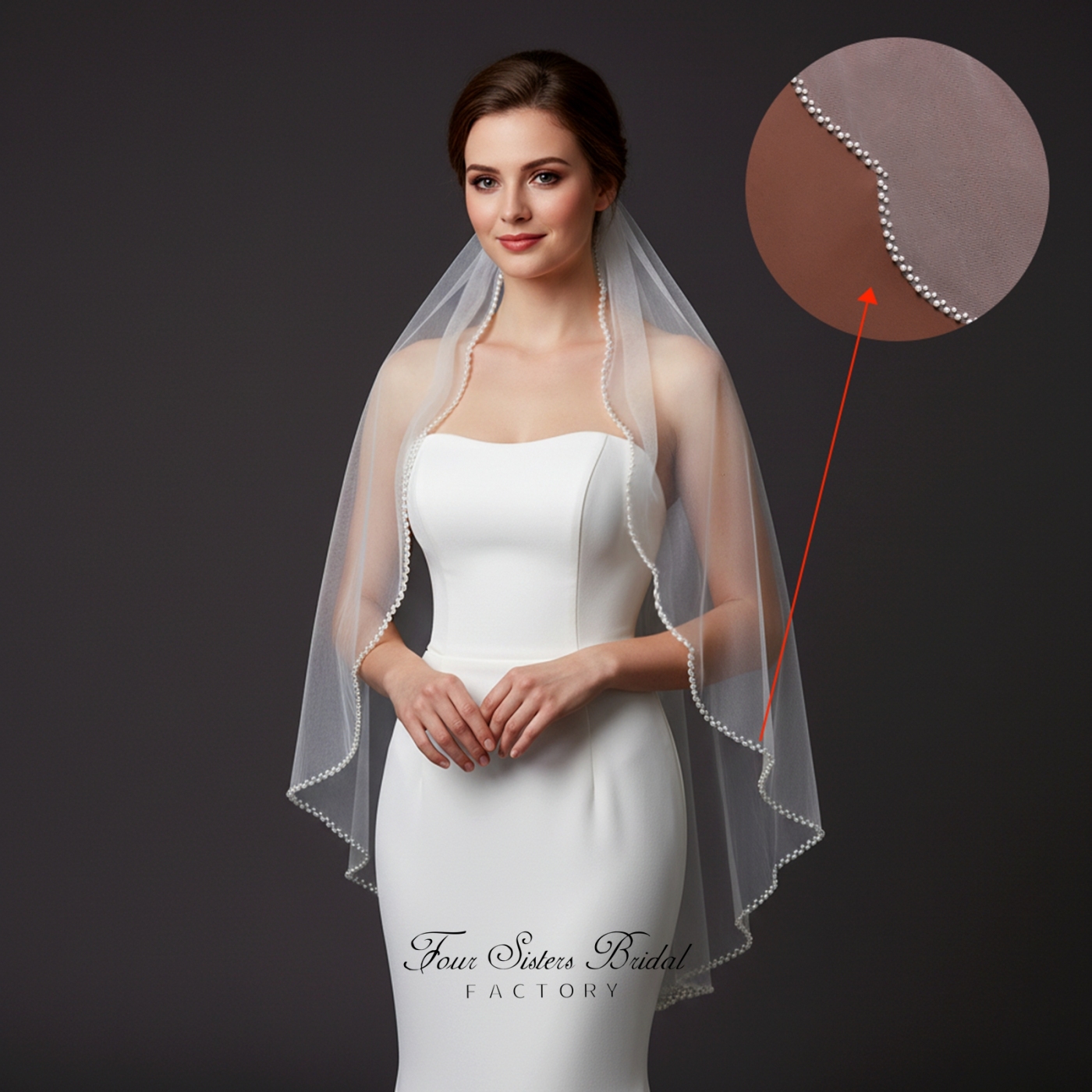 Pearl Trimmed  Bridal Veil