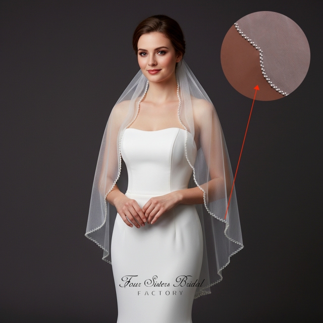Pearl Trimmed  Bridal Veil