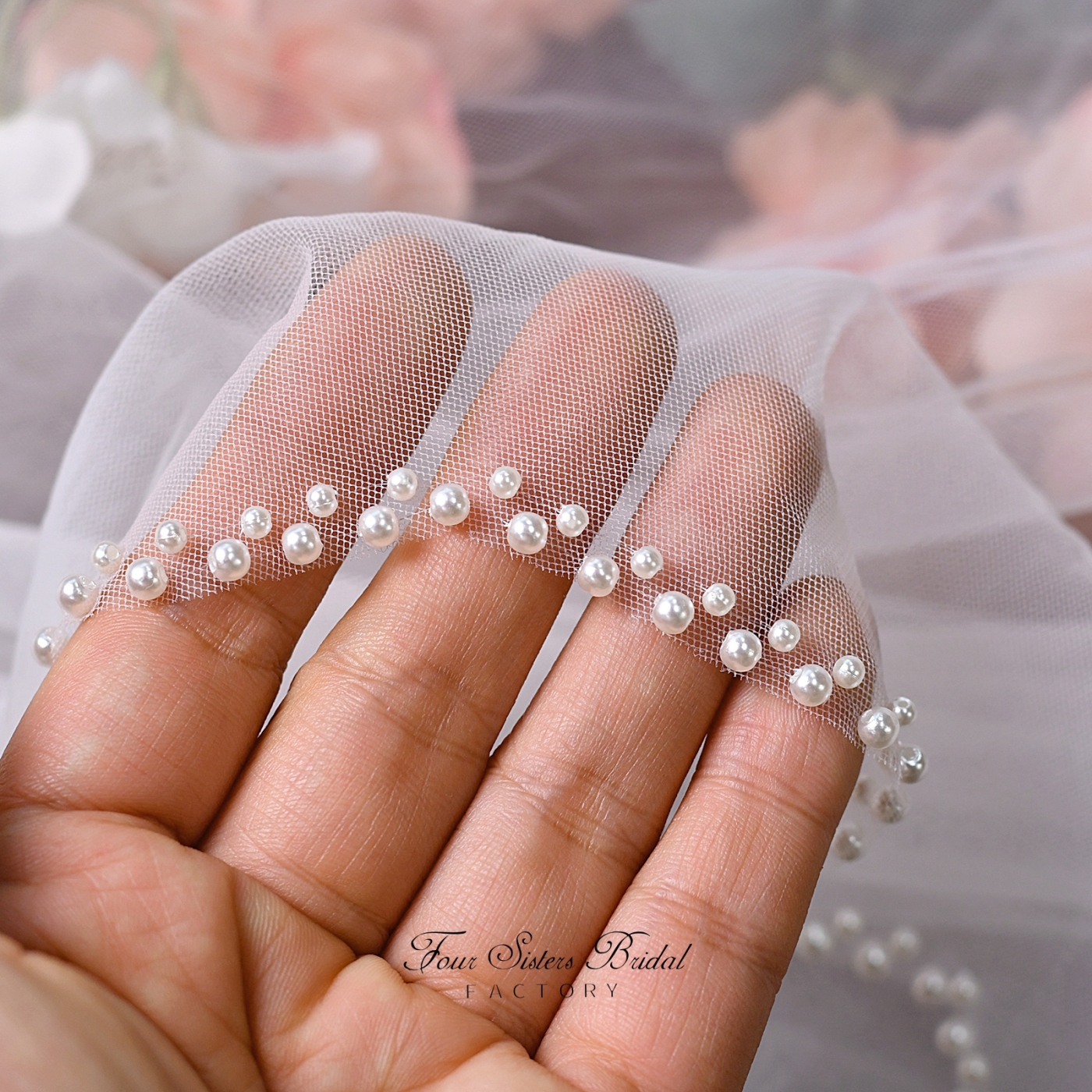 Pearl Trimmed  Bridal Veil