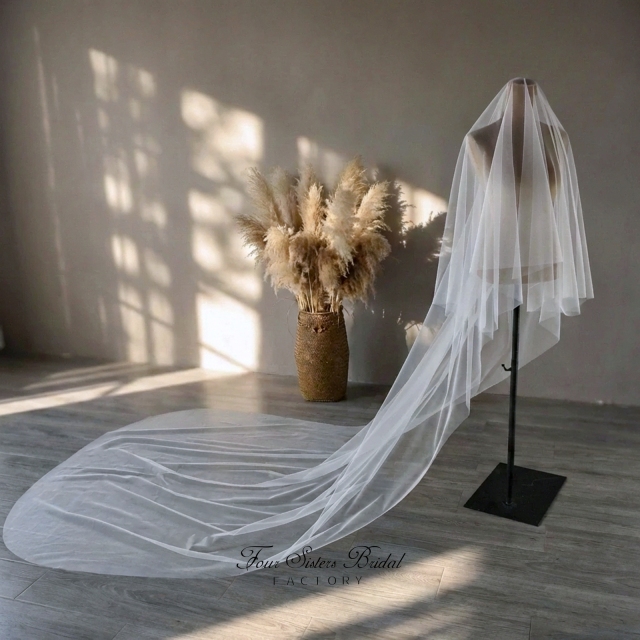 Two-tier Plain Wedding Veils with Comb