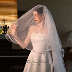French Romantic Curly Edge Bridal Veils