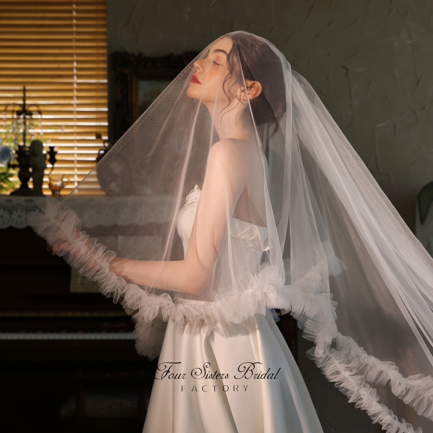 Long Length Ruffled Edge Bridal Veils