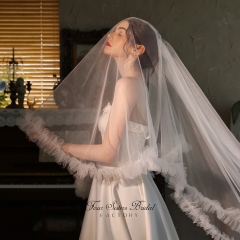 Long Length Ruffled Edge Bridal Veils