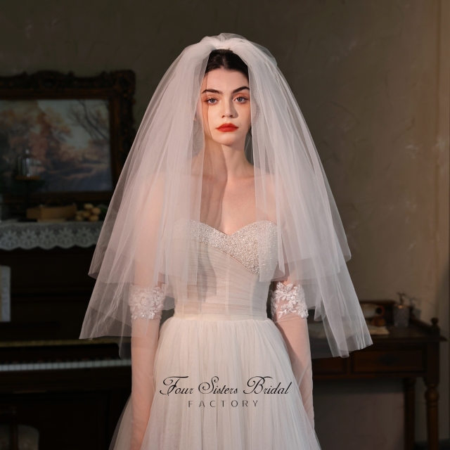Two-tier Puffy Bridal Veils