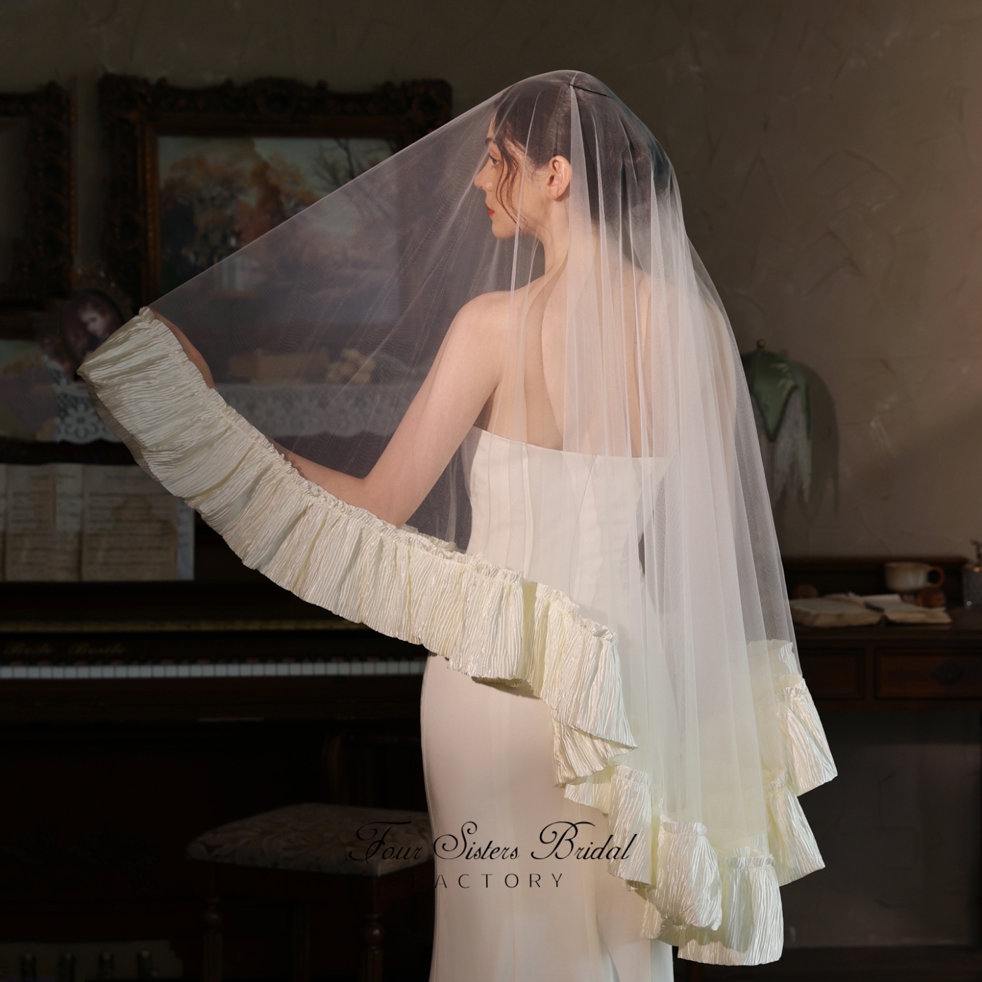 Ribbon Edge Bridal Veils