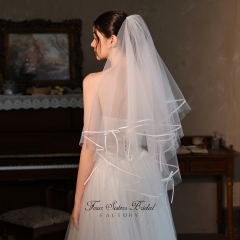 Two-tier,Bow and Ribbon Edge Bridal Veils