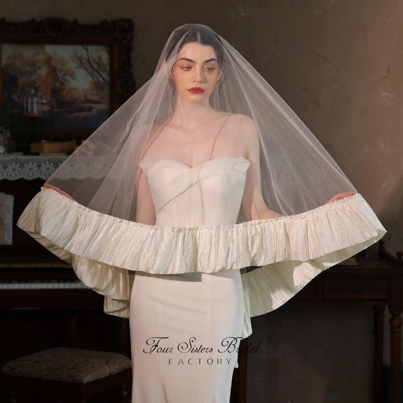 Ribbon Edge Bridal Veils