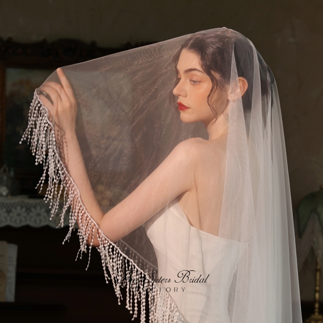 Two-tier Fringe Bridal Veils