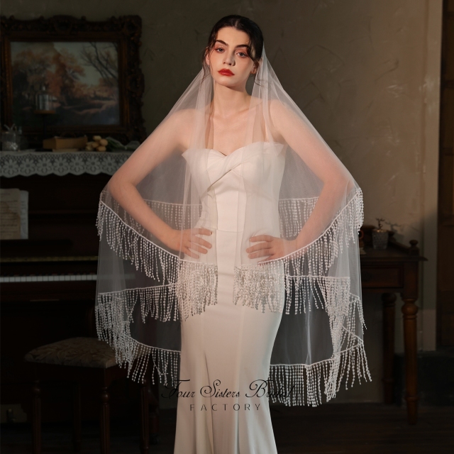 Two-tier Fringe Bridal Veils