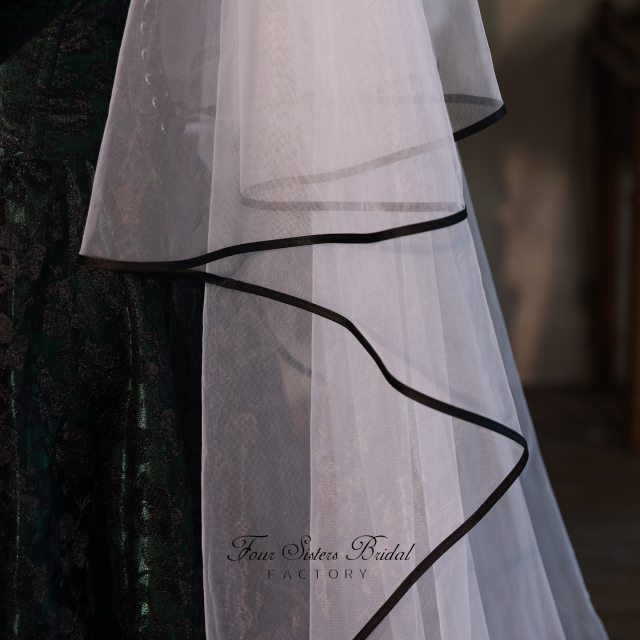 Black Ribbon Edge Bridal Veils