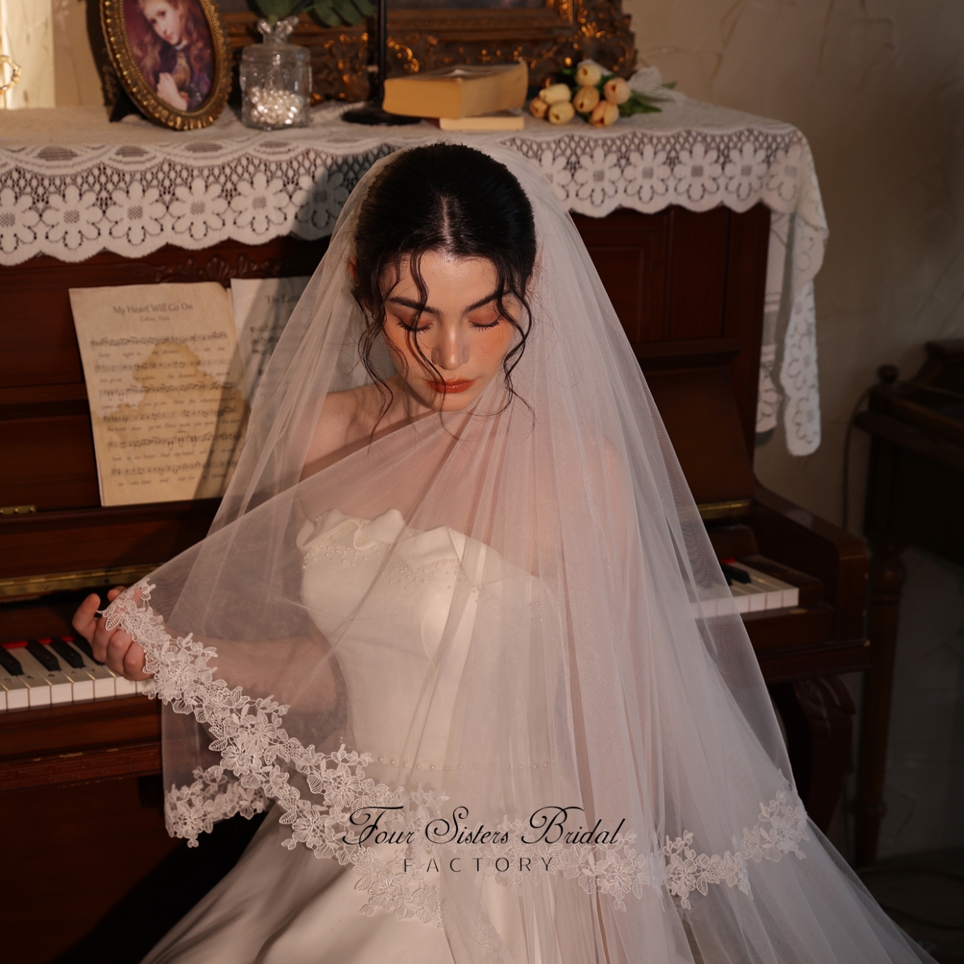 Two-tier Lace Cathedral  Bridal Veils