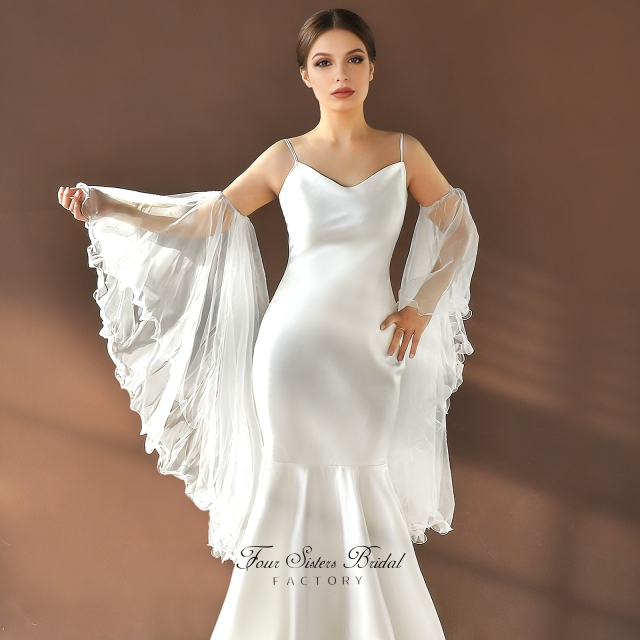 Detachable Ruffled Edge Bridal Sleeves