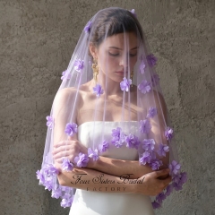 3D Lavender Flowers Veil