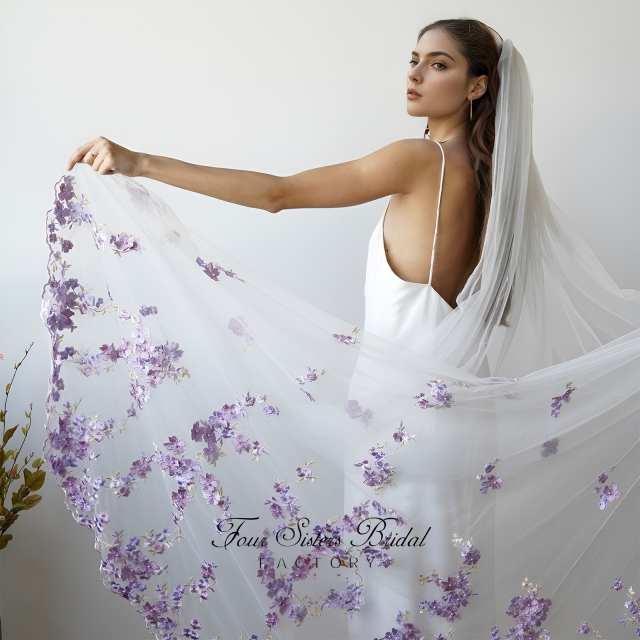Long Elegant Light Blue Veils