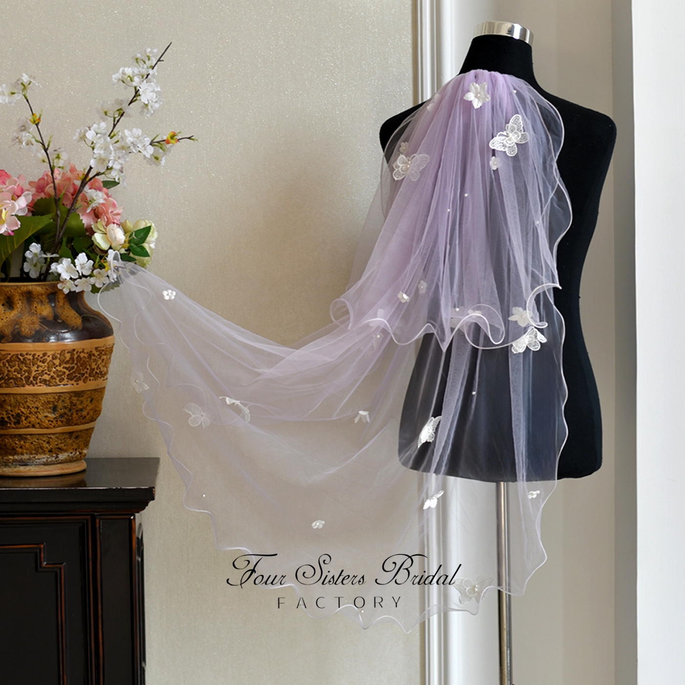 Two Layers Lavender Veils