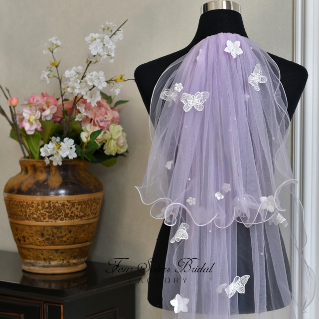 Two Layers Lavender Veils