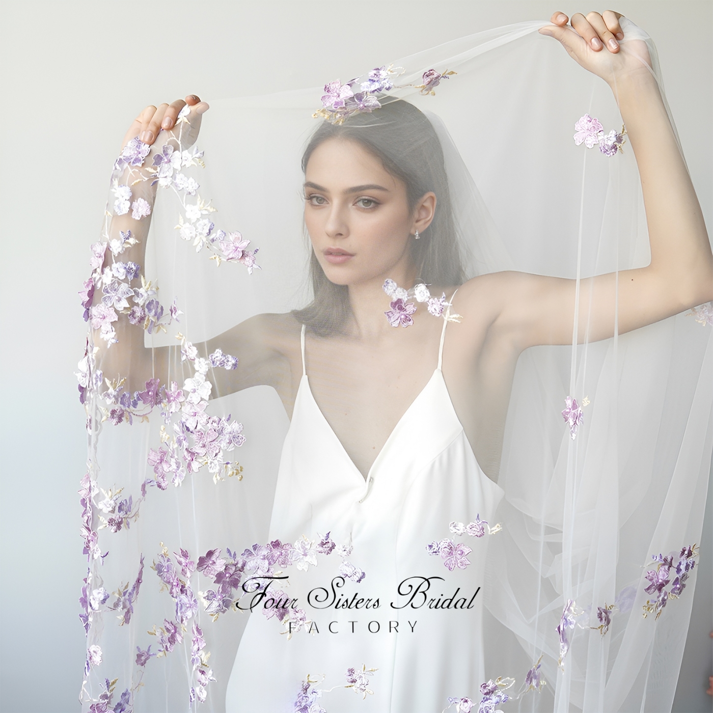 Long Elegant Light Blue Veils