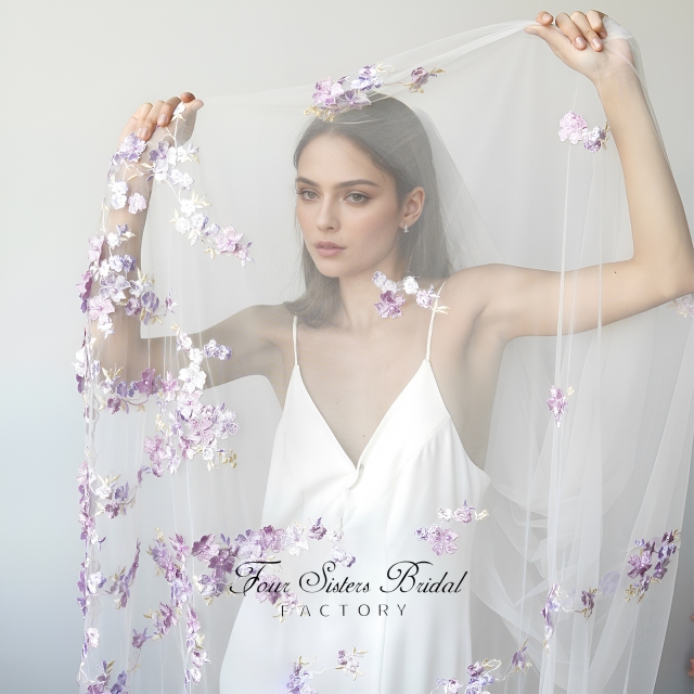 Long Elegant Light Blue Veils