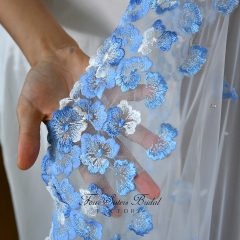 Long Elegant Light Blue Veils