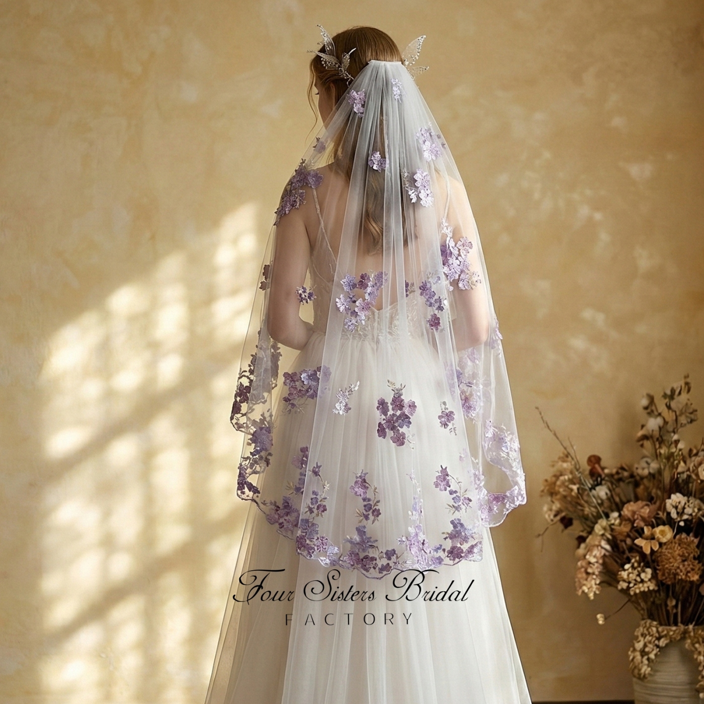 3D Colorful Flowers Veils