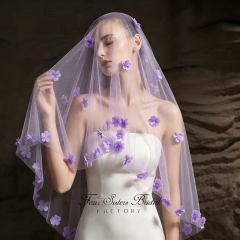 3D Lavender Flowers Veil