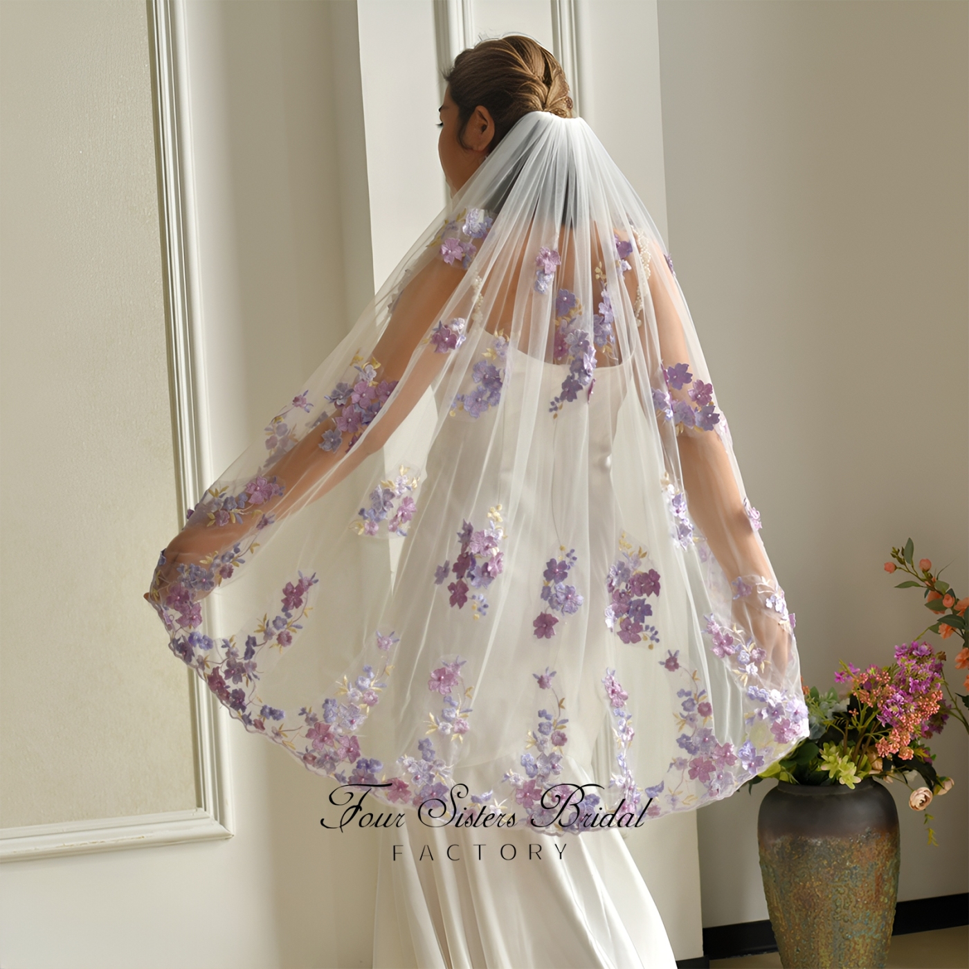 3D Colorful Flowers Veils