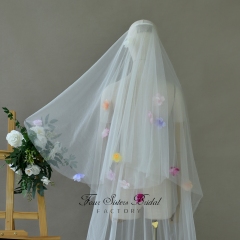 Two Layers 3D Colorful Flowers Veils