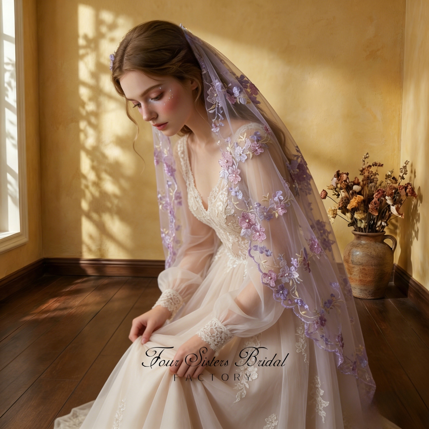 3D Colorful Flowers Veils
