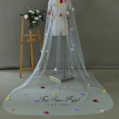 3D Colorful Flowers Veils