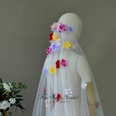 3D Colorful Flowers Veils