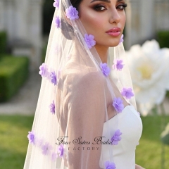 3D Lavender Flowers Veil