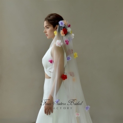 3D Colorful Flowers Veils