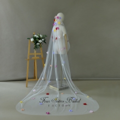 3D Colorful Flowers Veils