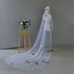 3D Colorful Flowers Veils