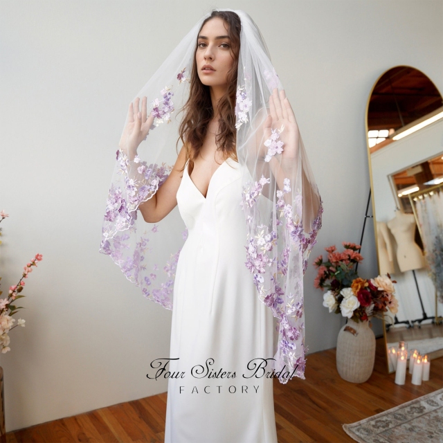 Long Elegant Light Blue Veils