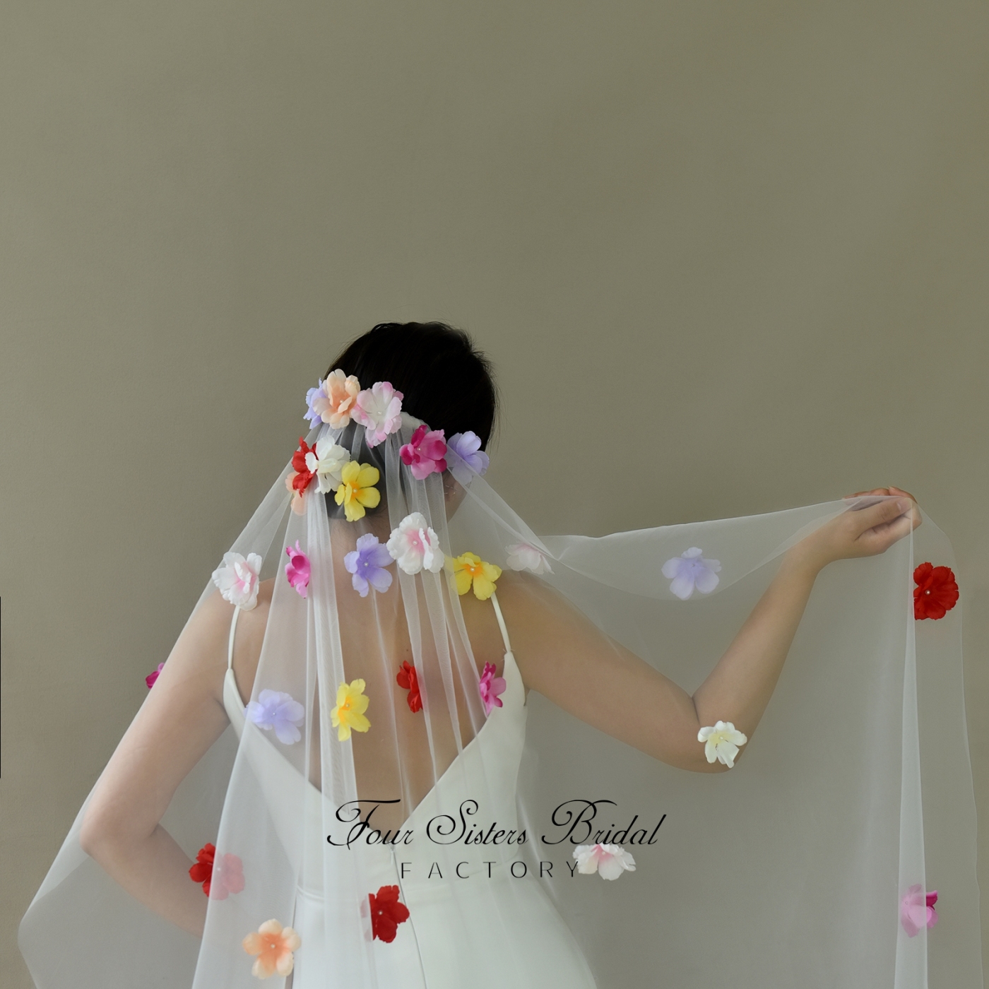 3D Colorful Flowers Veils