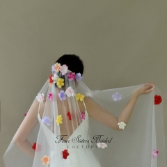 3D Colorful Flowers Veils